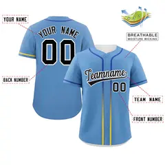 Light Blue Black Gradient Ribbed Authentic Baseball Jersey 2