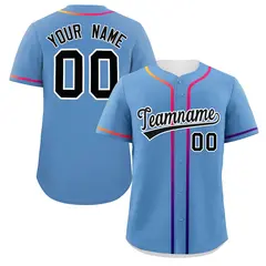 Light Blue Black Gradient Ribbed Authentic Baseball Jersey 1