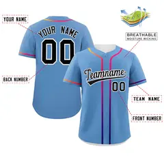 Light Blue Black Gradient Ribbed Authentic Baseball Jersey 2
