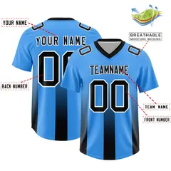 Light Blue Black Gradient Vertical Stripe Football Jersey 2