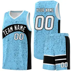 Light Blue Black Irregular Dot Graffiti Basketball Jersey 1