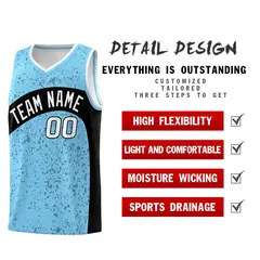 Light Blue Black Irregular Dot Graffiti Basketball Jersey 2