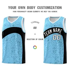 Light Blue Black Irregular Dot Graffiti Basketball Jersey 3