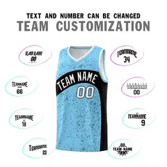 Light Blue Black Irregular Dot Graffiti Basketball Jersey 4
