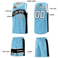 Light Blue Black Irregular Dot Graffiti Basketball Jersey 5