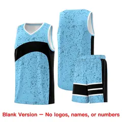 Light Blue Black Irregular Dot Graffiti Basketball Jersey 7