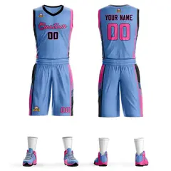 Light Blue Black-Pink Classic Sets Basketball Jersey