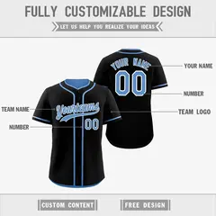 Light Blue Black Reversible Baseball Jersey Moisture-Wicking 3