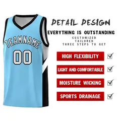 Light Blue Black Side Design Basketball Jersey 2