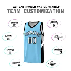 Light Blue Black Side Design Basketball Jersey 4