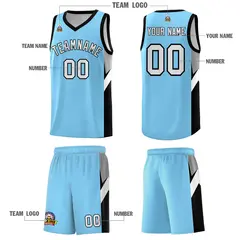 Light Blue Black Side Design Basketball Jersey 5