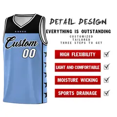 Light Blue Black Star Pattern Sports Basketball Jersey 2