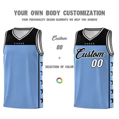 Light Blue Black Star Pattern Sports Basketball Jersey 3