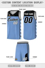 Light Blue Black Star Pattern Sports Basketball Jersey 5
