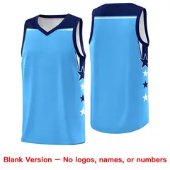 Light Blue Black Two Tone Side Star Color Block Basketball Jersey 6