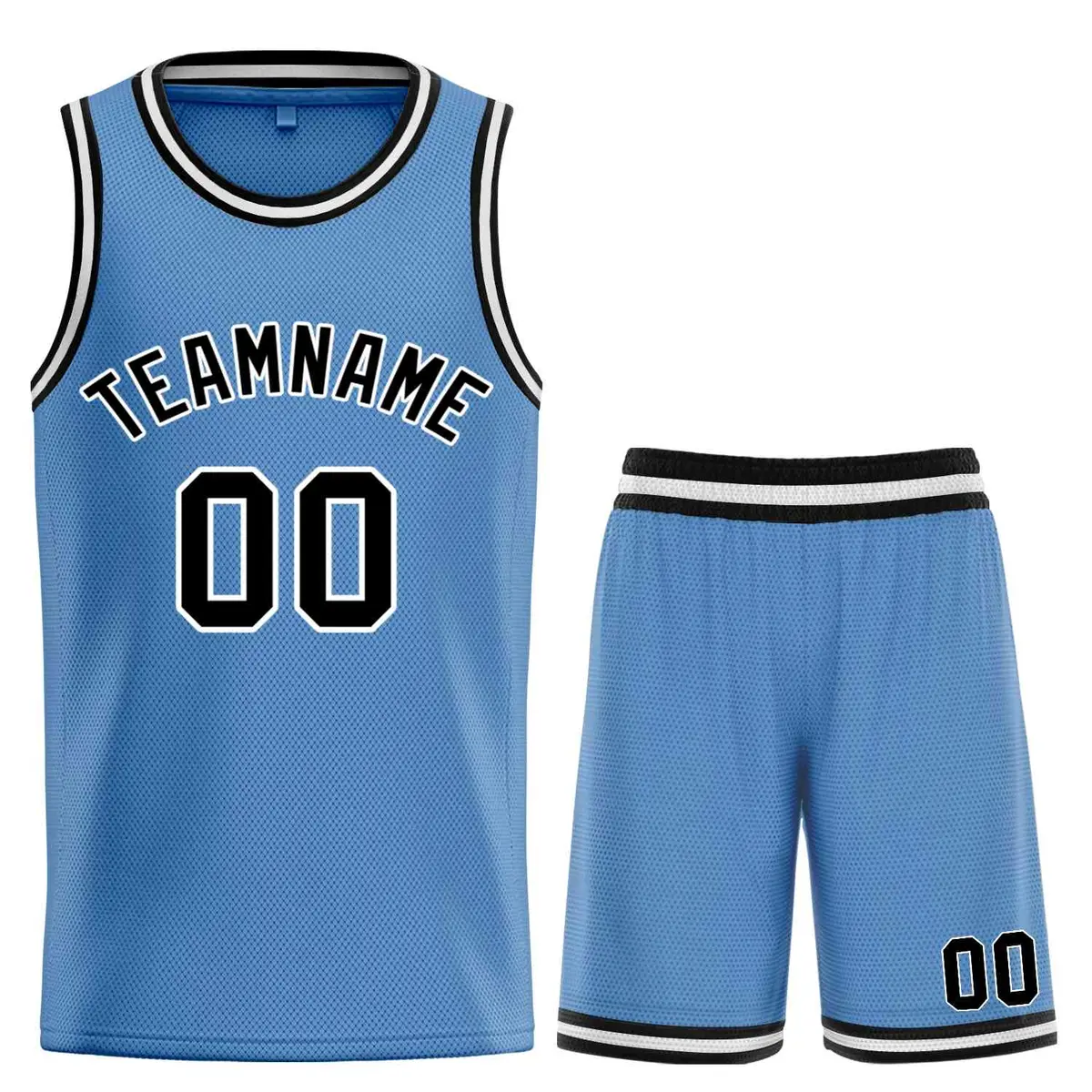 Light Blue Black-White Bull Classic Sets Basketball Jersey