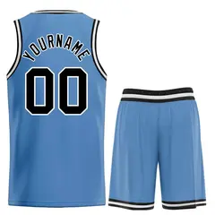 Light Blue Black-White Bull Classic Sets Basketball Jersey 2