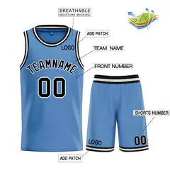 Light Blue Black-White Bull Classic Sets Basketball Jersey 3