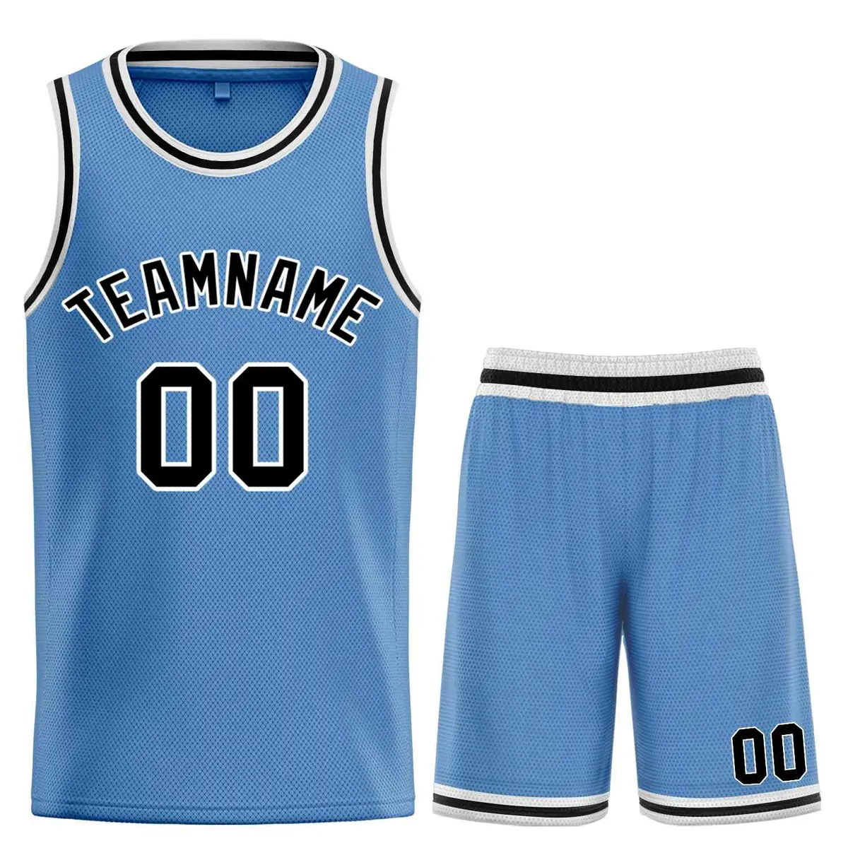 Light Blue Black-White Bull Classic Sets Basketball Jersey