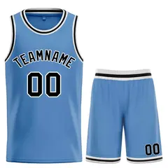 Light Blue Black-White Bull Classic Sets Basketball Jersey