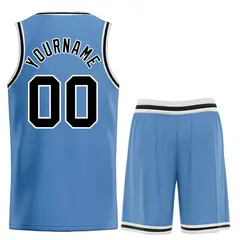 Light Blue Black-White Bull Classic Sets Basketball Jersey 2