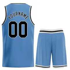 Light Blue Black-White Classic Basketball Jersey 2