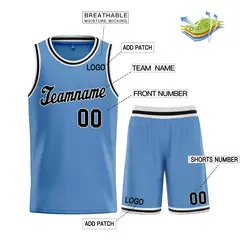 Light Blue Black-White Classic Basketball Jersey 3