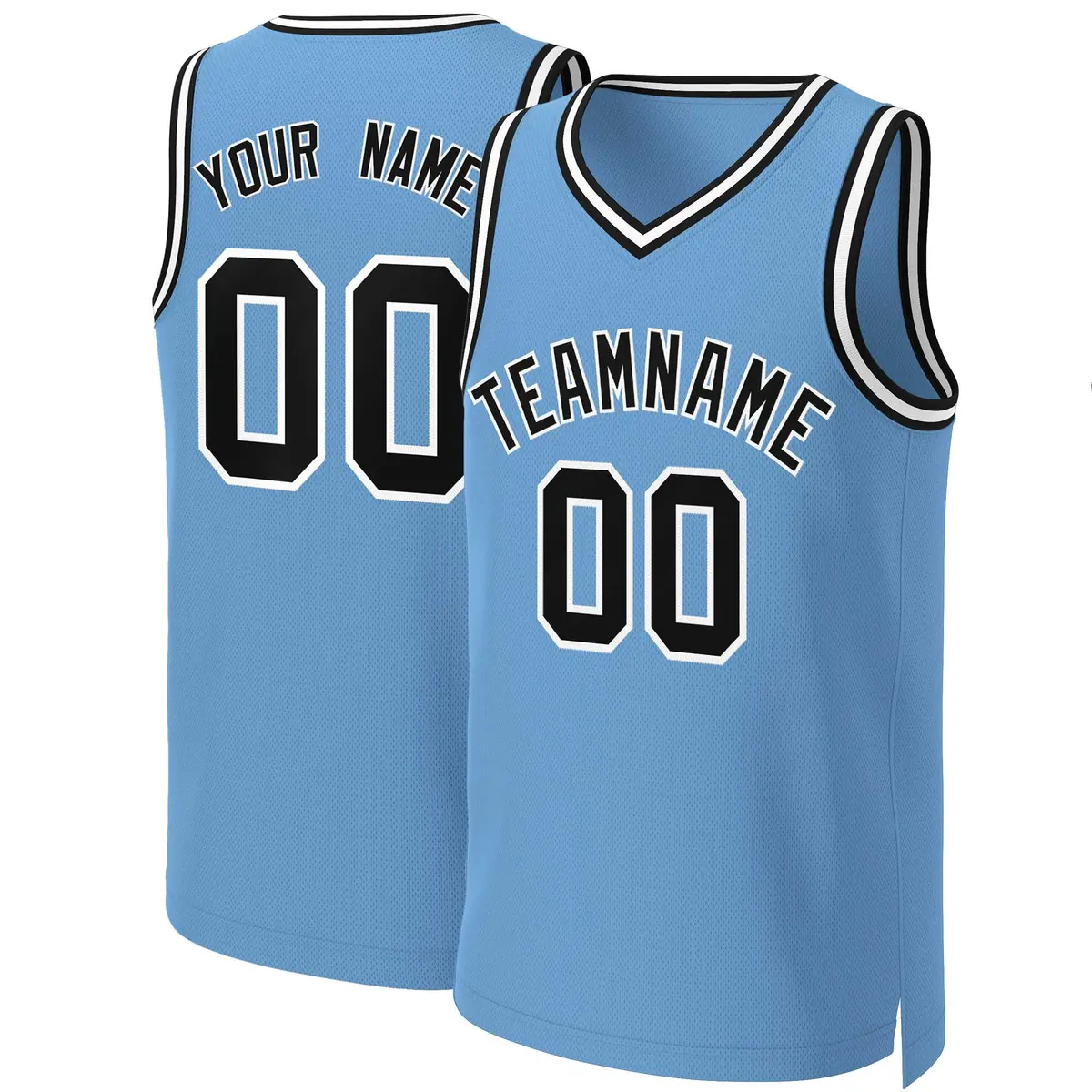 Light Blue Black-White Classic Basketball Jersey