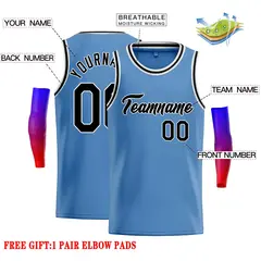 Light Blue Black-White Classic Basketball Jersey 2
