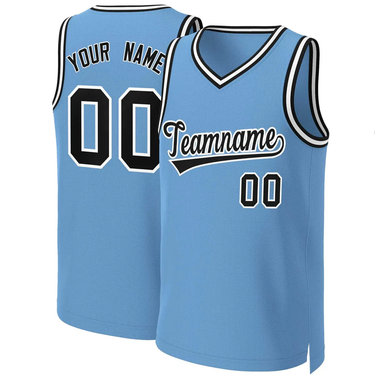 Light Blue Black-White Classic Basketball Jersey