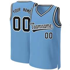 Light Blue Black-White Classic Basketball Jersey 1