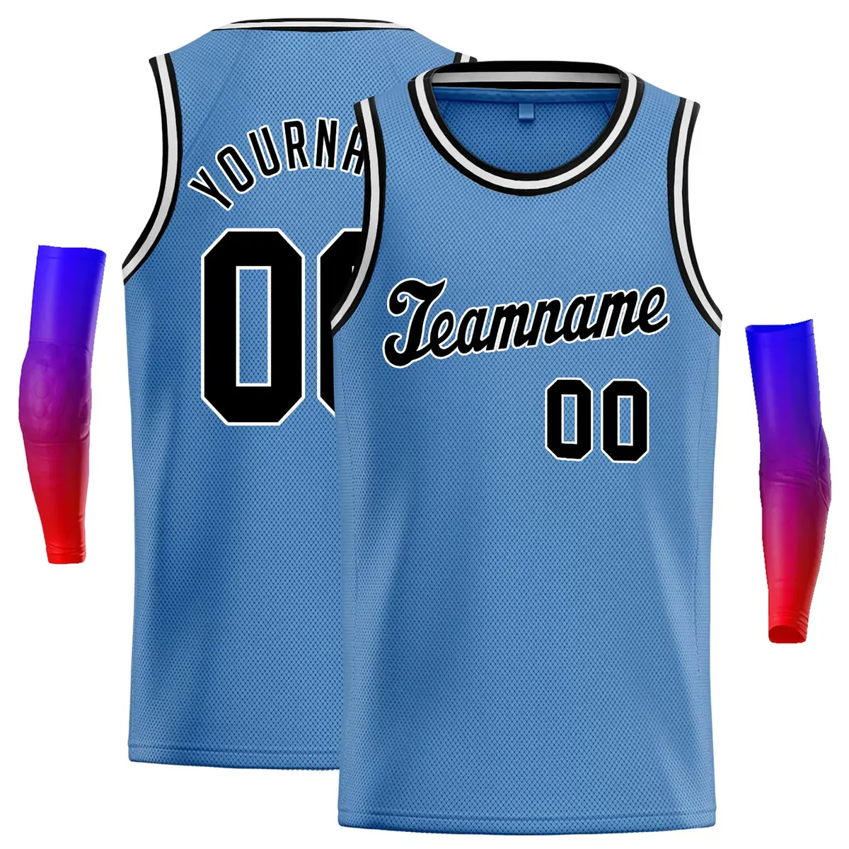 Light Blue Black-White Classic Basketball Jersey