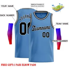 Light Blue Black-White Classic Basketball Jersey 2