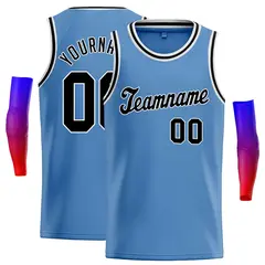 Light Blue Black-White Classic Basketball Jersey 1