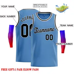 Light Blue Black-White Classic Basketball Jersey 2