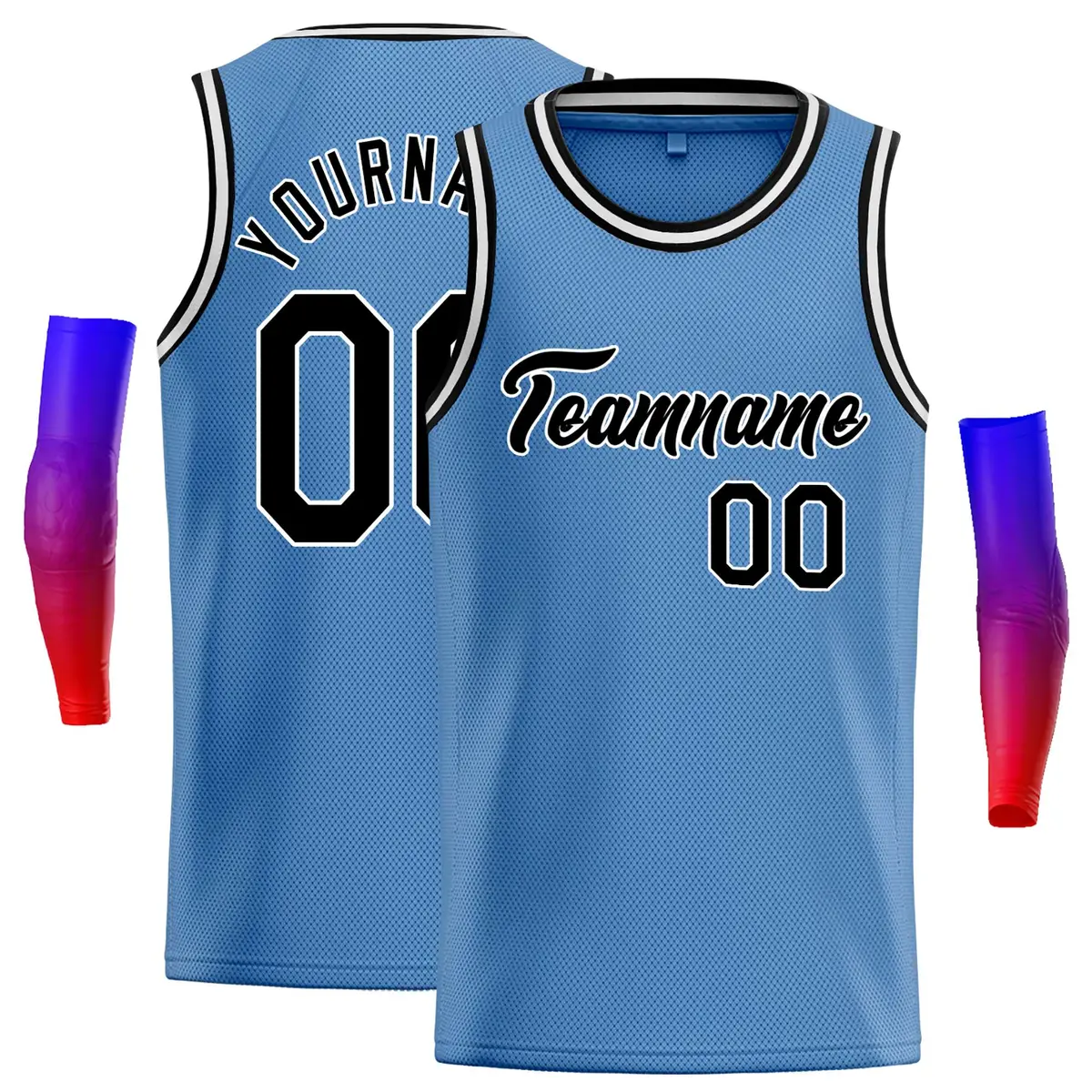 Light Blue Black-White Classic Basketball Jersey