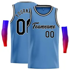 Light Blue Black-White Classic Basketball Jersey