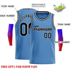 Light Blue Black-White Classic Basketball Jersey 2