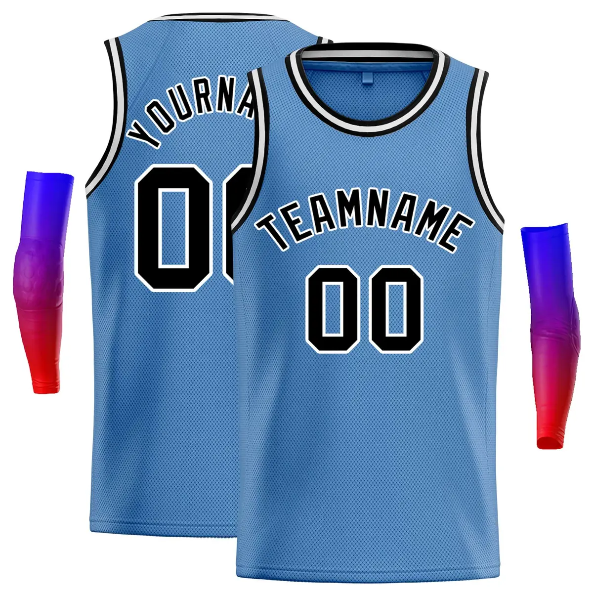 Light Blue Black-White Classic Basketball Jersey