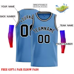 Light Blue Black-White Classic Basketball Jersey 2