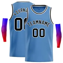 Light Blue Black-White Classic Basketball Jersey