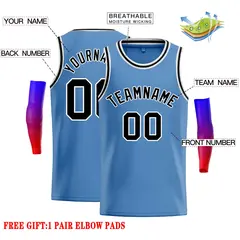 Light Blue Black-White Classic Basketball Jersey 2