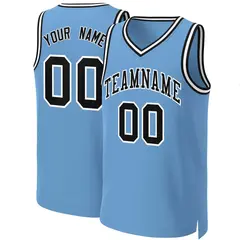 Light Blue Black-White Classic Basketball Jersey 1