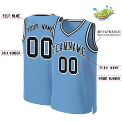 Light Blue Black-White Classic Basketball Jersey 2