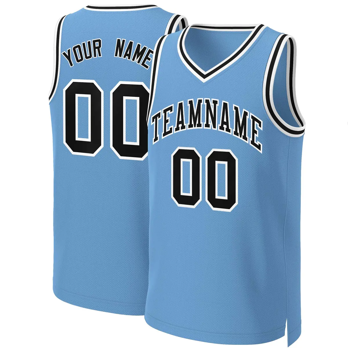 Light Blue Black-White Classic Basketball Jersey