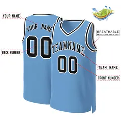 Light Blue Black-White Classic Basketball Jersey 2