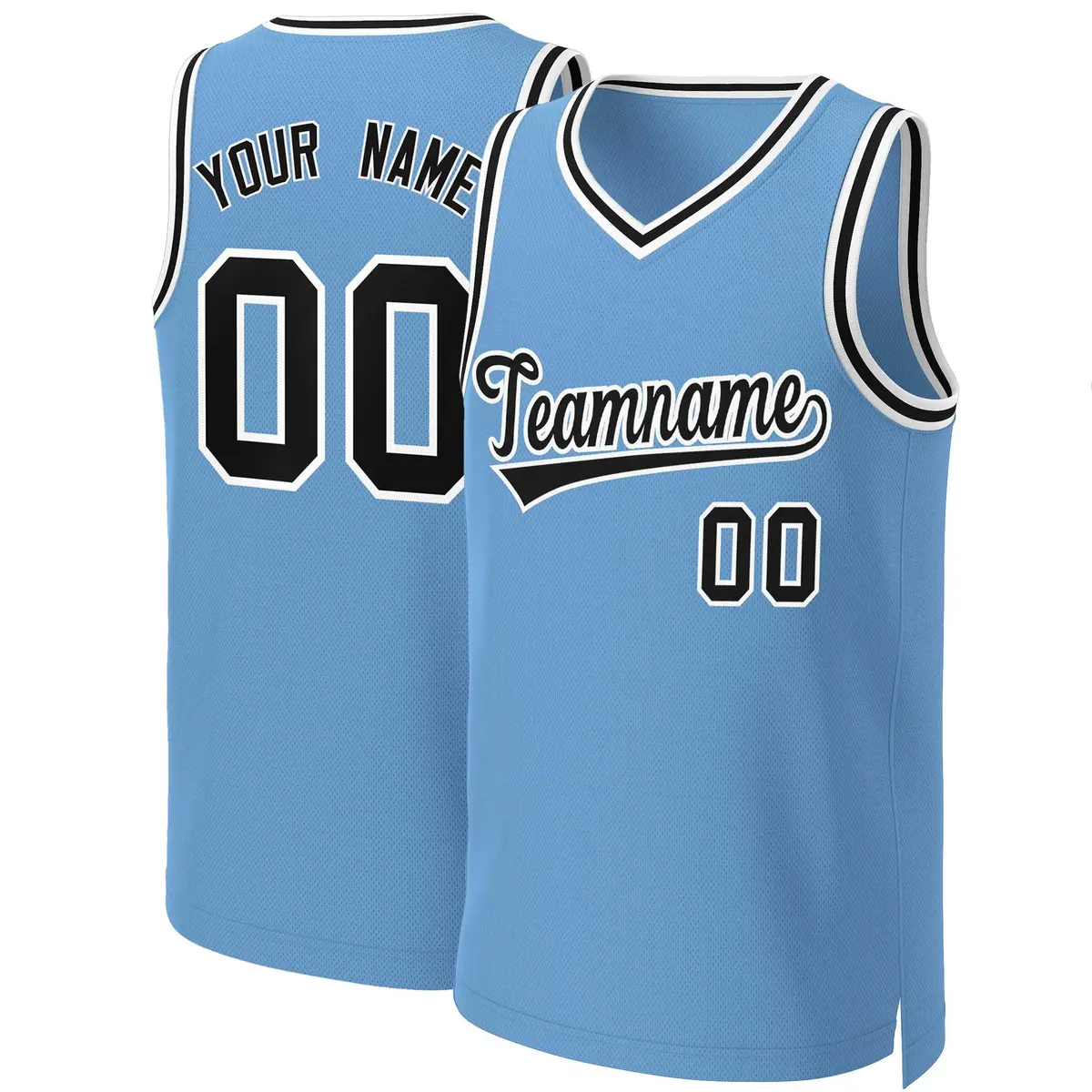 Light Blue Black-White Classic Basketball Jersey