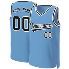 Light Blue Black-White Classic Basketball Jersey 1