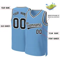 Light Blue Black-White Classic Basketball Jersey 2