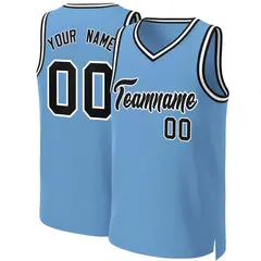 Light Blue Black-White Classic Basketball Jersey 1